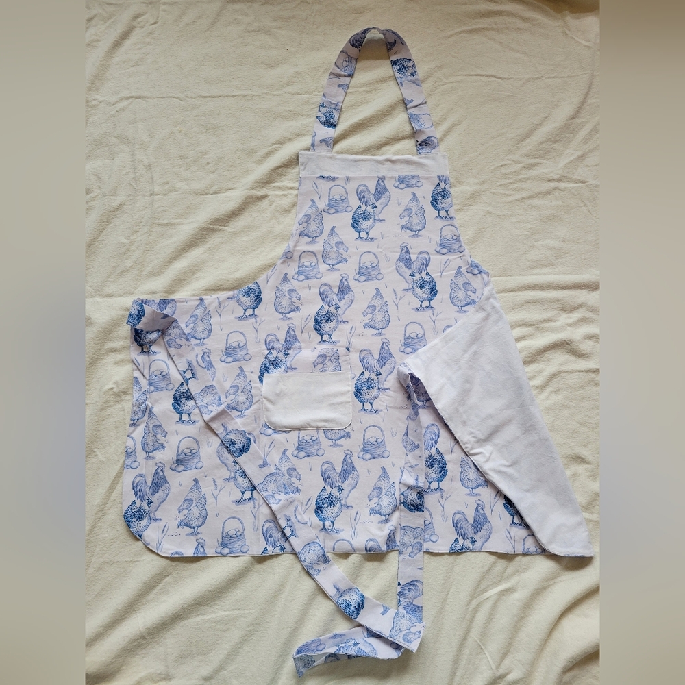 Handmade Reversible Apron with Chicken Print